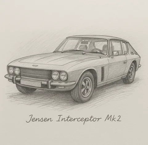 Un dessin au crayon d’une Jensen Interceptor